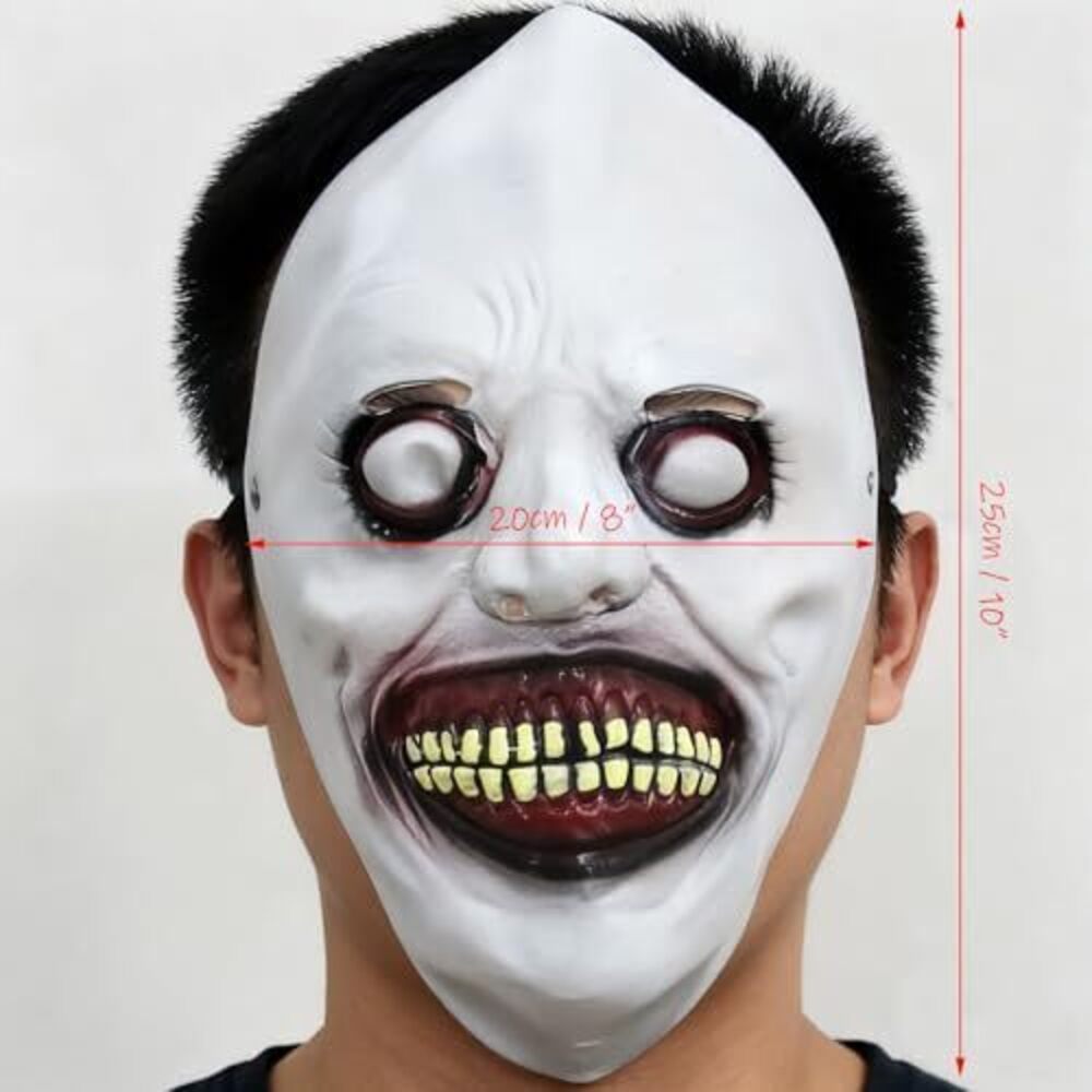 8391 Scary Horror Vampire Mask Smiling Demons Scariest Creepy White Masks - Picture 3 of 5